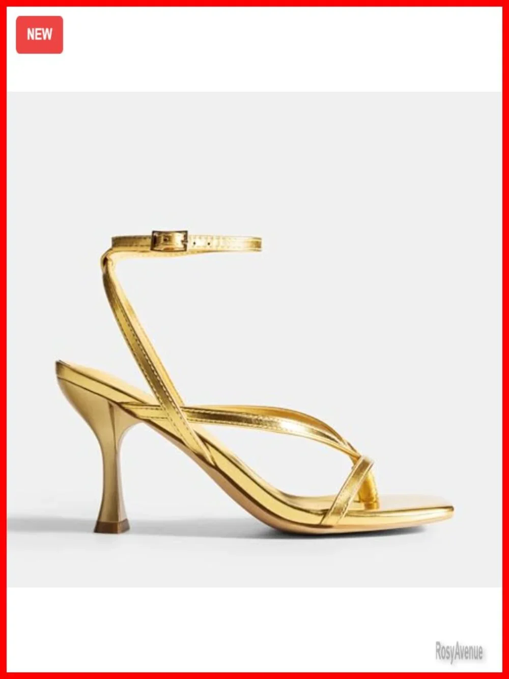Women's Square Open Toe Kitten Heel Strappy Sandals with Ankle Strap
